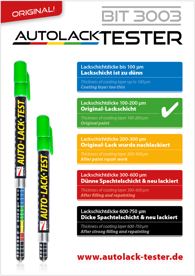 Autolack-Tester+Pflege - Autolack-Tester BIT3003 (3er-Packung) -  Magnetischer Lackprüfer - Lackschicht-Dickenmesser