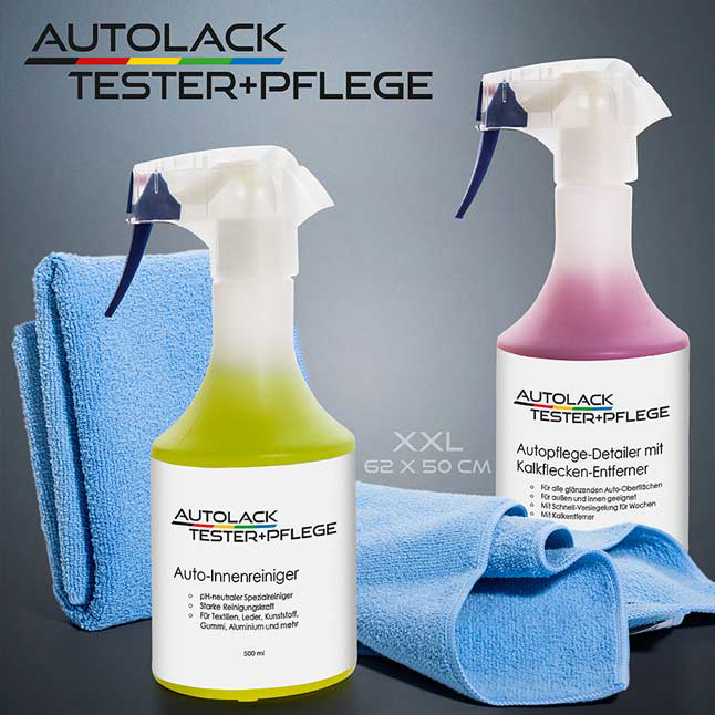 Autolack-Tester+Pflege - Autopflege-Set für Innen & Außen - Autopflege-Detailer  - XXL-Microfaser-Poliertuch